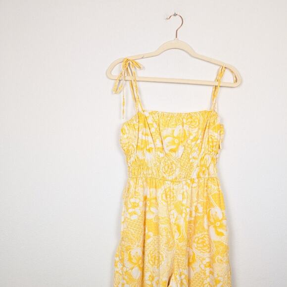 Slate & Willow Yellow Floral Wide Leg Summer Jumpsuit Size 8 - Picture 3 of 9